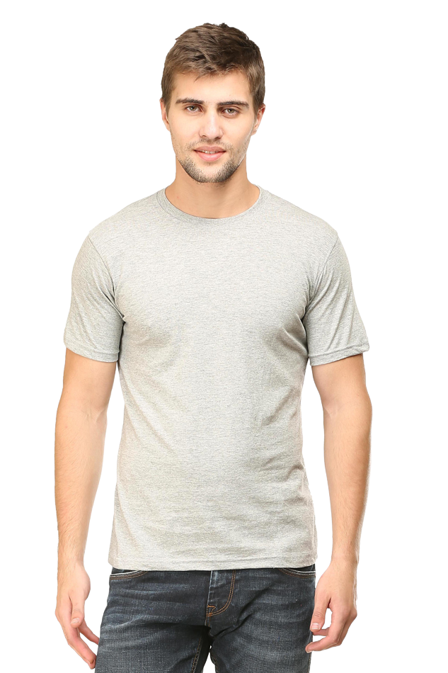 Classic Grey Melange Plain T-shirts (No Brand Tag)